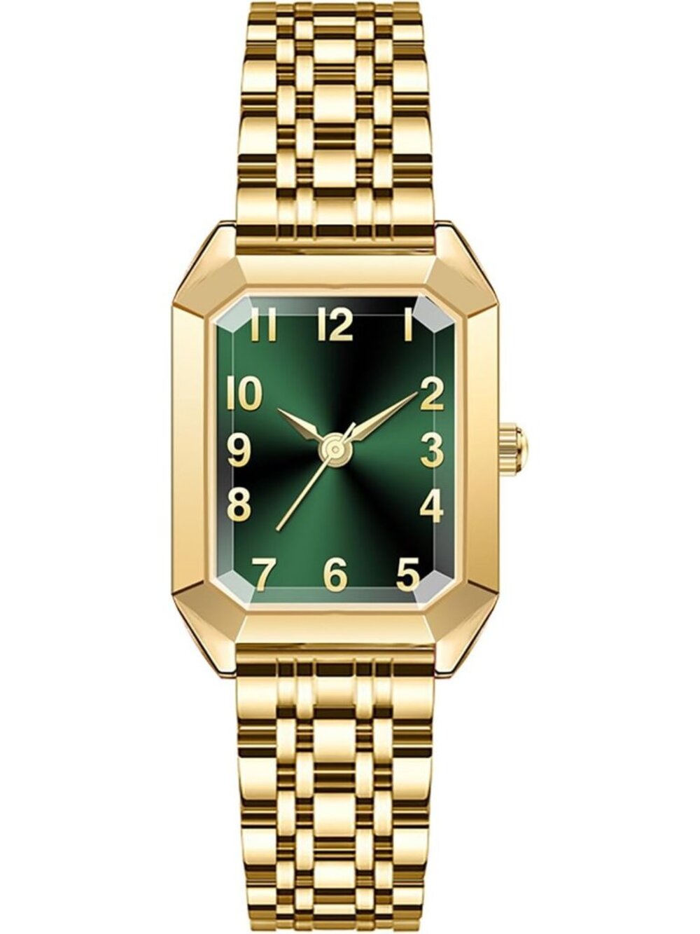 Women's Gold Green Adjustable Alloy Bracelet Vintage Arabic Numeral Dial Watch